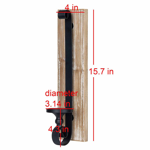 Aazon.co: Candle Holder Set Of 2 Black Wall-ount Etal And Wooden